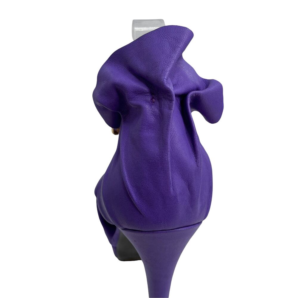 Bella Belle Purple Ankle Strap Platform Ruffle Back Party Stiletto Heels 9 - Picture 4 of 11